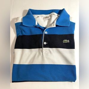 LACOSTE SPORT Mens Sz 6 Stripped Blue/black/white Short Sleeve